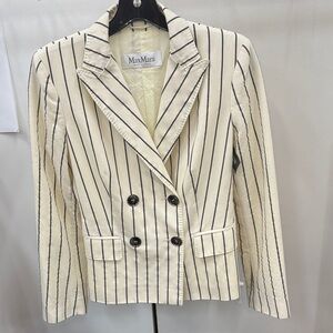 MaxMara Women's Ivory and Black Striped Blazer